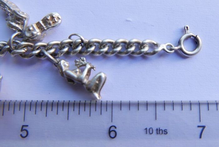 Vintage Heavy Sterling Silver Charm Bracelet length 7" - 37,9g