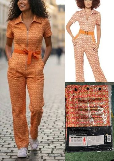 70s style orange jumpsuit - size 18