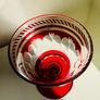 Vintage Bohemian Ruby Flash Cut Crystal Glass Pedestal Bowl Image 3
