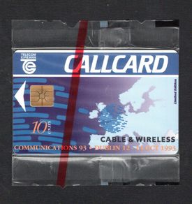 1993 Ireland 10 unit Communications '93 fair, sponsored by Cable & Wireless (Gemplus GEM1) Call Card Mint in Packaging