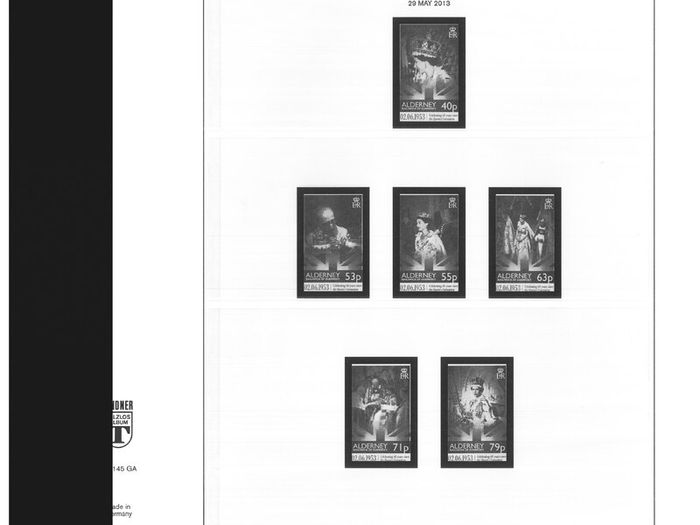 2012 & 13 Alderney Lindner-T Illustrated 18-ring hingeless album pages. Pages 49-56. These are new and have never been used. 8 pages