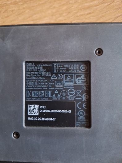 Dell docking station WD15 K17A