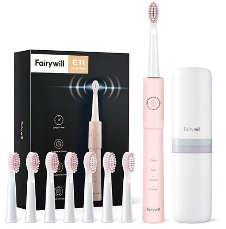 Whitening Electric Toothbrush Rechargeable USB ADA Accepted Waterproof IPX7 Clean 4 Heads and 1 Travel Case