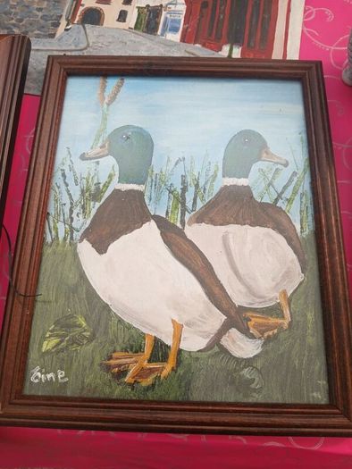 Original Framed Painting of Ducks, Simple & Original, Signed