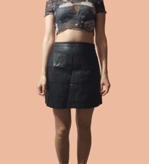 New Look black faux leather skirt, size 10