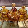 Bohemian Czech Art Deco Amber Glass Vanity Set Image 2