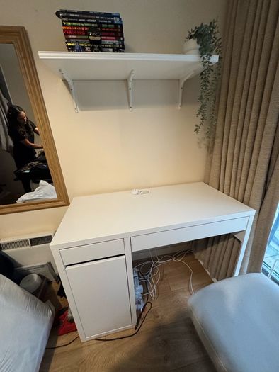 Studying table, two bedside table, office chair and a wall shelf