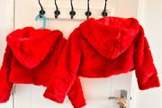 Red fluffy short coat