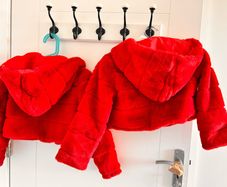 Red fluffy short coat