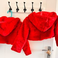 Red fluffy short coat