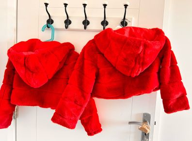 Red fluffy short coat