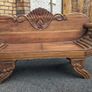 Solid wood 2-seater with scrolled arms and carving Image 5