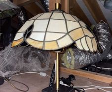 Large Vintage Tiffany Style Stained Glass Table Lamp Marble Base