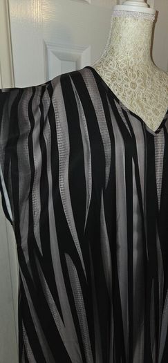Emery Rose 3XL Black & Grey Abstract Stripe Maxi Kaftan Dress New With Tags