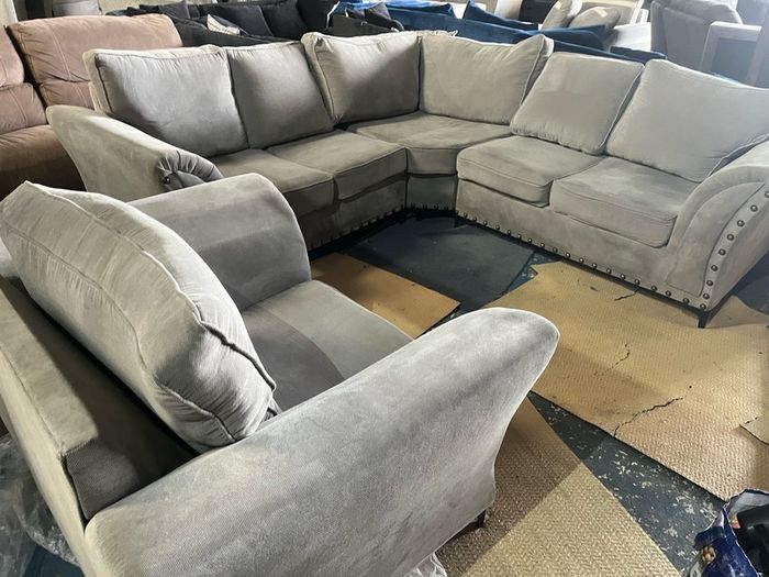 Grey corner sofa + matching armchair