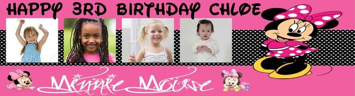 Personalised Minnie Mouse Birthday Party banner