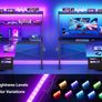 L Shaped Gaming Desk with LED Lights Power Outlet 110 x 80 cm Reversible Computer Shelves Corner Desks Storage Bag Hook for Home Office Black Image 4