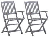 Folding Outdoor Chairs 2 pcs Solid Acacia Wood