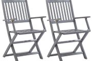 Folding Outdoor Chairs 2 pcs Solid Acacia Wood