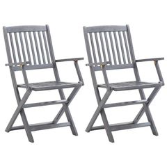 Folding Outdoor Chairs 2 pcs Solid Acacia Wood