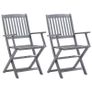 Folding Outdoor Chairs 2 pcs Solid Acacia Wood Image 2