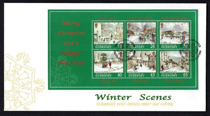 2000 Guernsey Christmas Guernsey Churches Commemorative Stamps Miniature Sheet Official First Day Cover (FDC)
