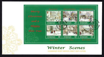 2000 Guernsey Christmas Guernsey Churches Commemorative Stamps Miniature Sheet Official First Day Cover (FDC)