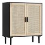 Black Rattan Cabinet Storage with 2 Magnetic Doors and Adjustable Shelves, Image 5