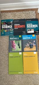Junior cert Science textbook, workbook and notebook. JC Maths textbooks and workbooks.