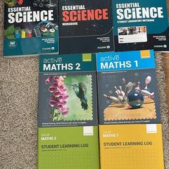 Junior cert Science textbook, workbook and notebook. JC Maths textbooks and workbooks.