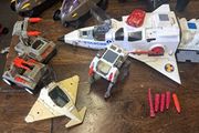 Vintage 1986 Coleco StarCom Fleet Lot, Starhawk, Shadow Raider and 5 Ground Units