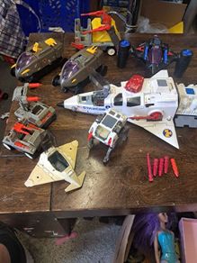 Vintage 1986 Coleco StarCom Fleet Lot, Starhawk, Shadow Raider and 5 Ground Units