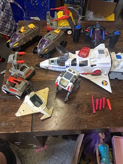 Vintage 1986 Coleco StarCom Fleet Lot, Starhawk, Shadow Raider and 5 Ground Units