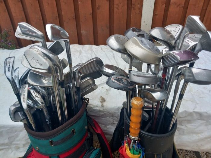 A selection of Golf clubs. Right handed clubs