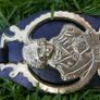 Horse Brass Badges on Black leather belt - Vintage solid brass Image 2