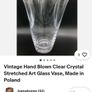 Vintage Hand Blown Clear Crystal Stretched Art Glass Vase, Made in Poland Image 6