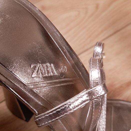 Zara Rose Gold Metallic Strappy Lace-Up Platform Block Heels 7UK/40EU