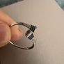 Vintage Sterling Silver Adjustable Ring Black Inlay Design Image 2