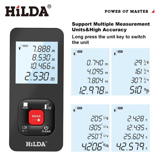 HILDA Laser Distance 50M CJ390 Rangefinder Profesional Meter Laser Range Finder Ruler Test Tool