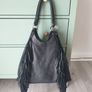 Black Leather Handbag With Fringe Image 10