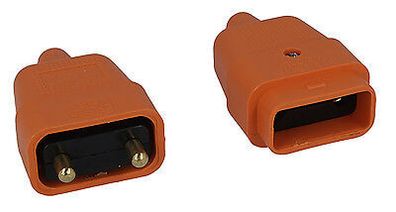 Rubber Connector 10AMP 2 Pin Orange Suits Flymo etc