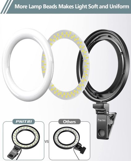 Laptop Ring Light with Clip and Tripod, 6.3'' Desktop LED Lamp with Dimmable 3 Modes 10 Brightness Level for PC Monitor/Live Streaming/YouTube/TiK Tok (FREE POSTAGE)