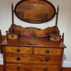 Antique Edwardian Mahogany Dressing Table / Vanity Chest of Drawers