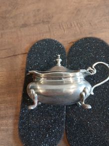 vintage silver mustard condiment