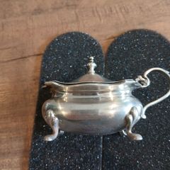 vintage silver mustard condiment