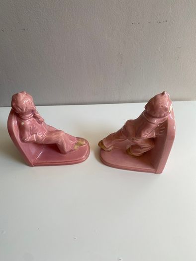 Vintage pink glazed  bookends