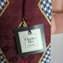 Christian Dior Monsieur Tie Burgundy Silk Geometric Handmade Designer Image 10