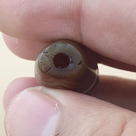 Vintage Middle Eastern Yemeni Suliemani Natrual Eye Agate Bead Amulet