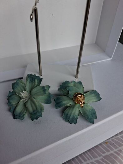 Boho Teal Ombre Camellia Clip On Earrings