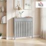 Radiator Cover with Drawer, Vertical Slatted Grill, Industrial MDF Wood Cabinet Shelf Heating Cover for Living Room, Bedroom, Hallway, Small, 88.5 x 19 x 93cm, Grey Image 2